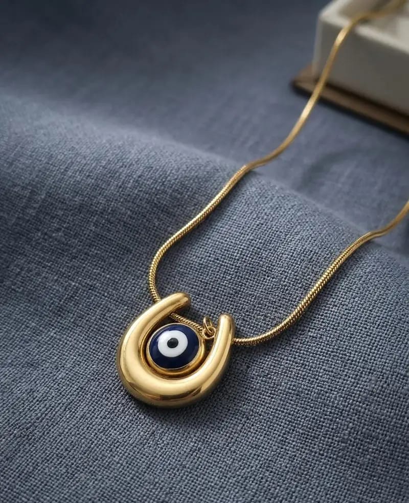 GOLD PLATED BLUE EVIL EYE ANTI TARNISH CHAIN
