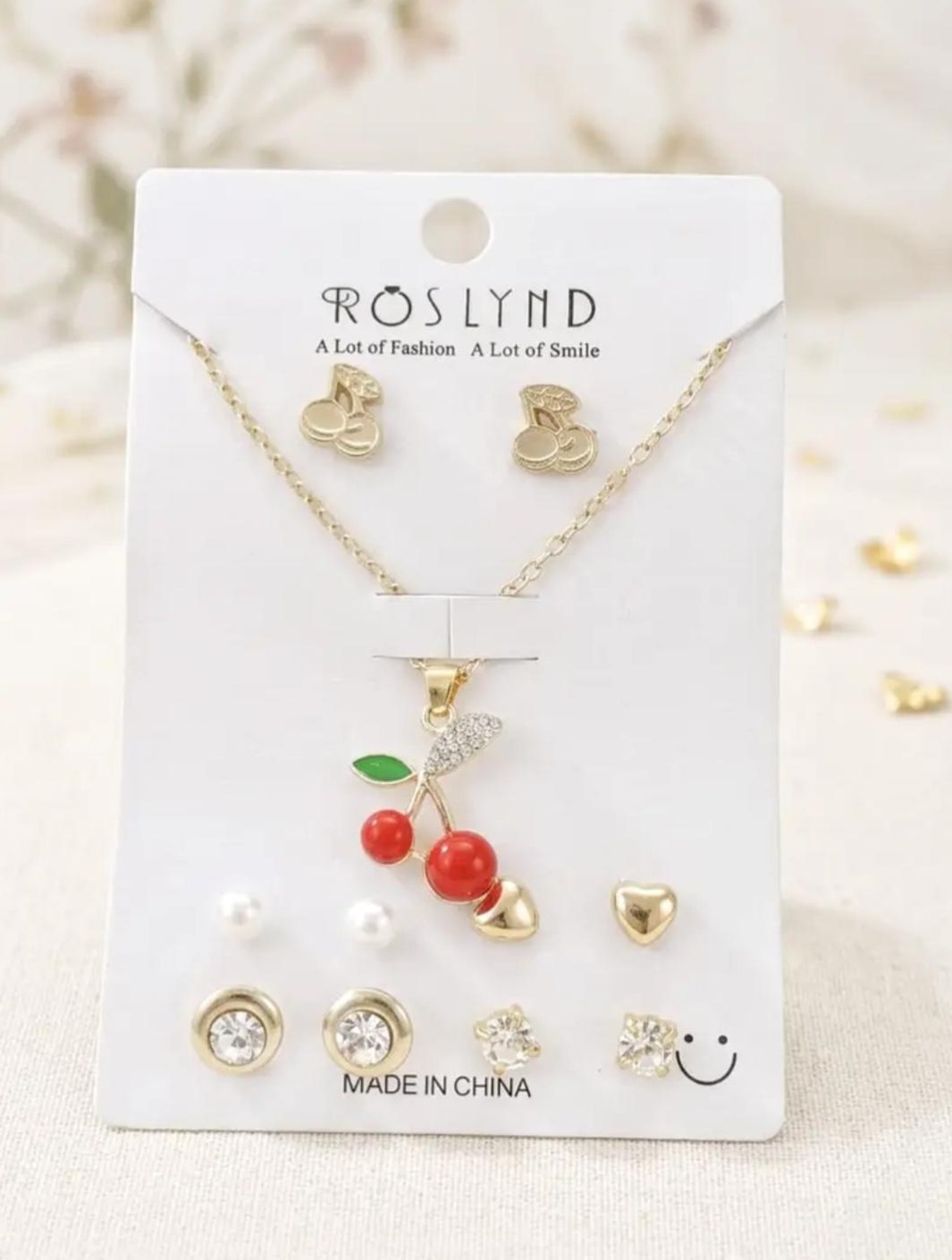 Golden cherry Pendant combo set chain image 1