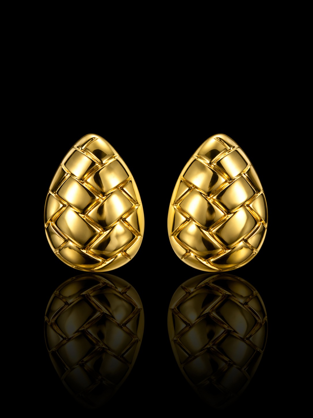Golden Weave Teardrop Stud Earrings image 1