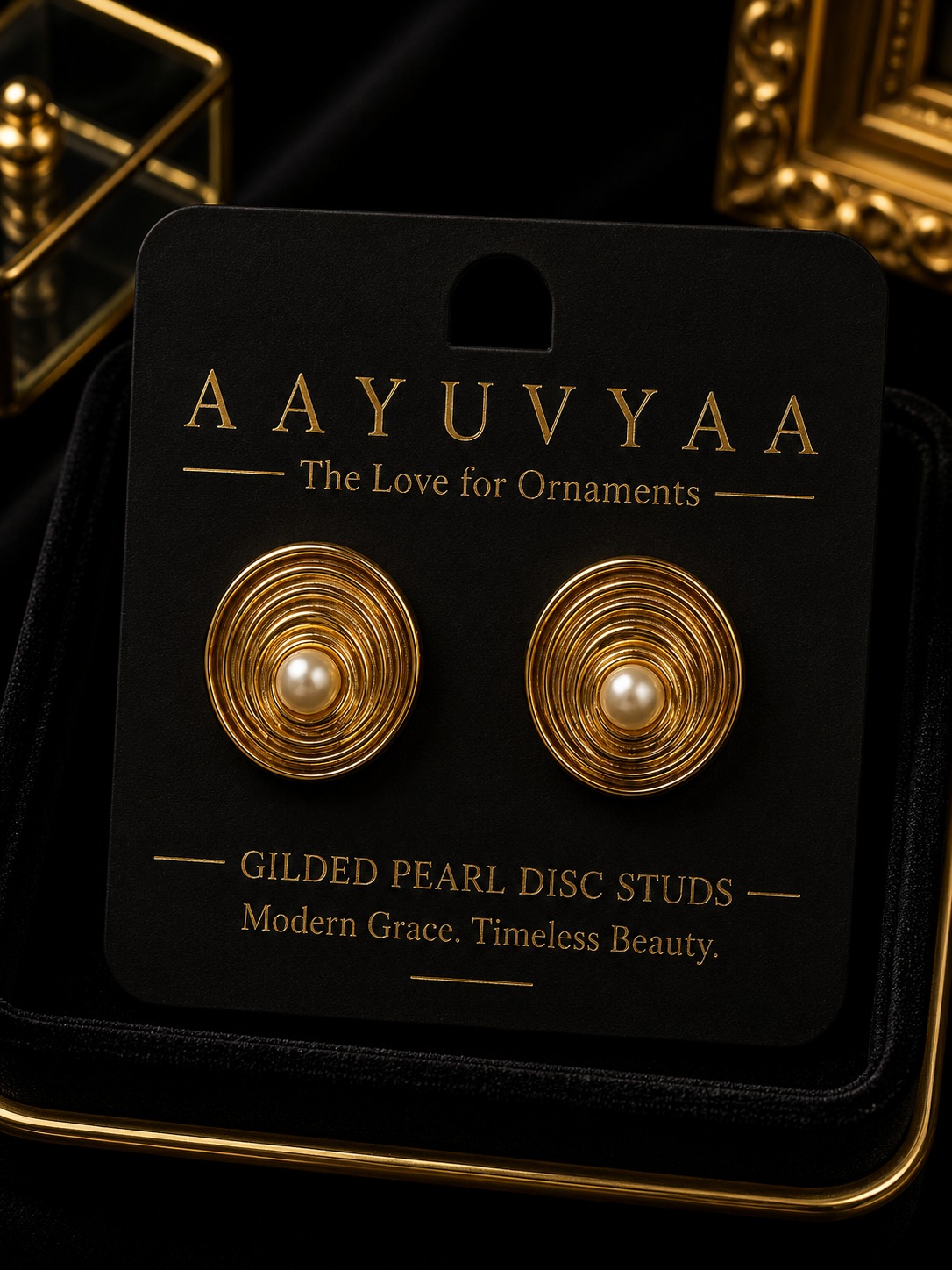 Gilded Pearl Disc Stud image 1