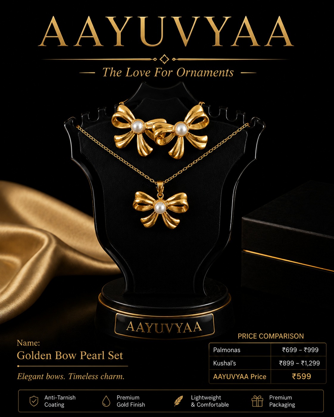 Golden Bow Pearl Set image 1
